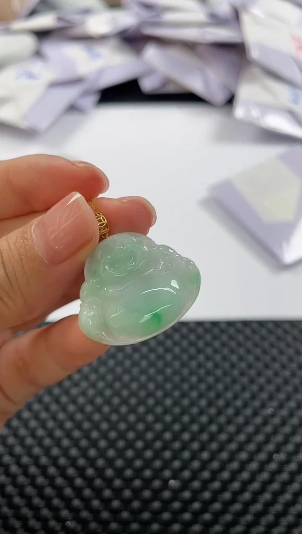颈饰18K金镶嵌翡翠基地发货H 8973 佛公