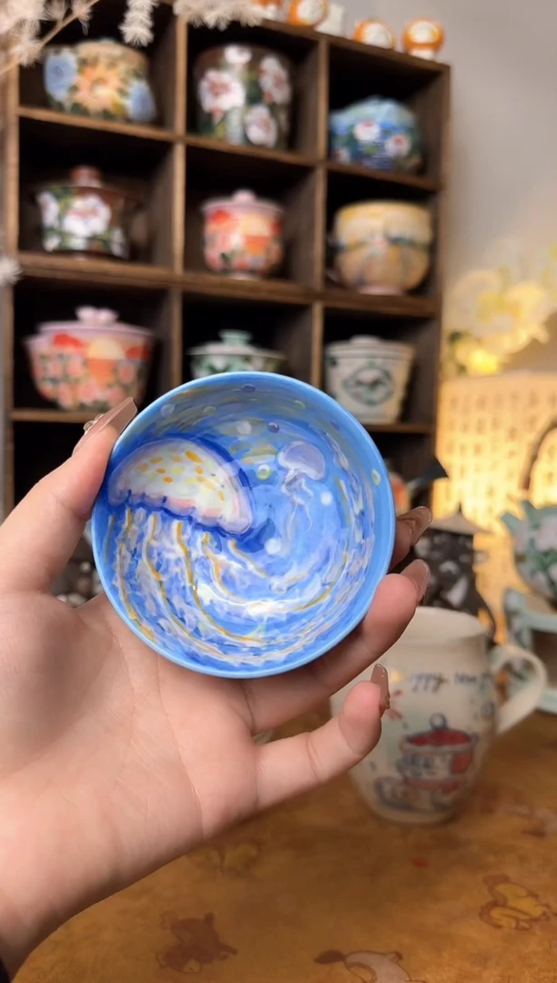 【闪购商品】石一水母普洱杯釉下彩