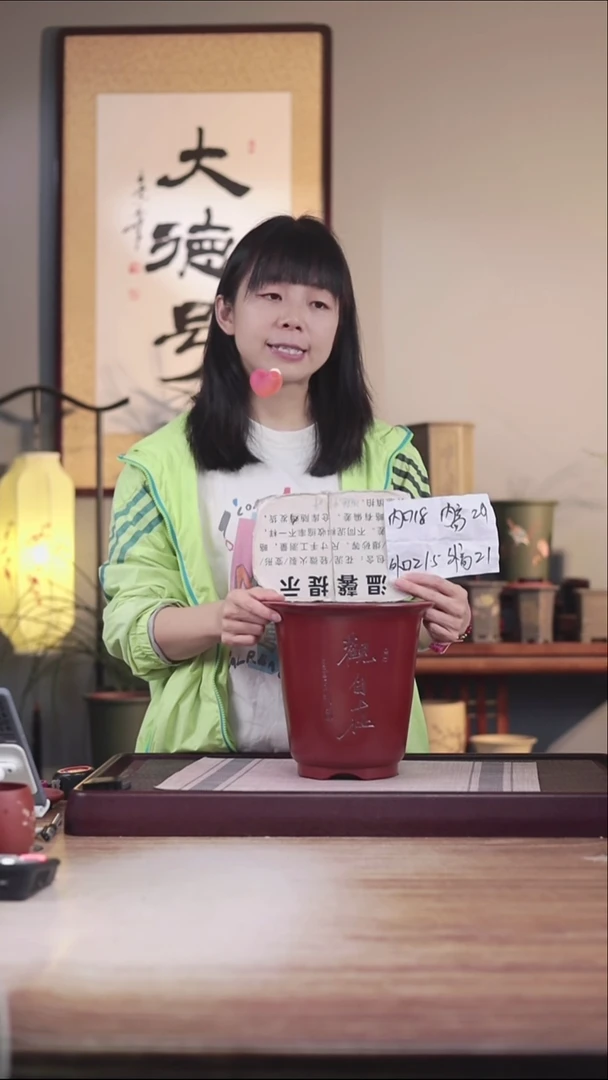 紫砂花盆瑕疵胭脂红刻绘观自在大号金钟一只无托盘