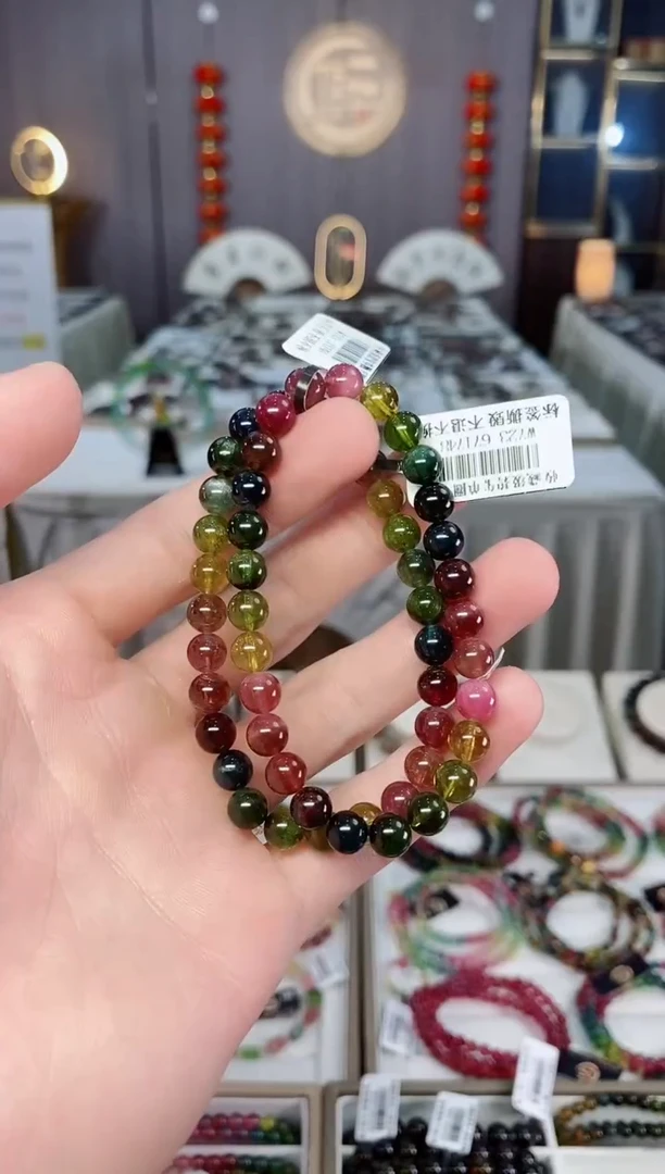 未镶嵌透体老矿碧玺单圈手串6mm+碧玺xion多样性发一条