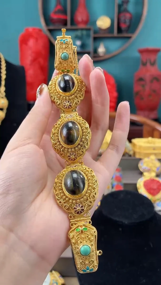 乐*非遗手工花丝镶嵌镯子