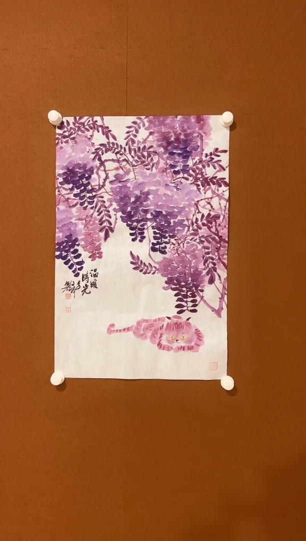 国画李文峰四尺三开花鸟