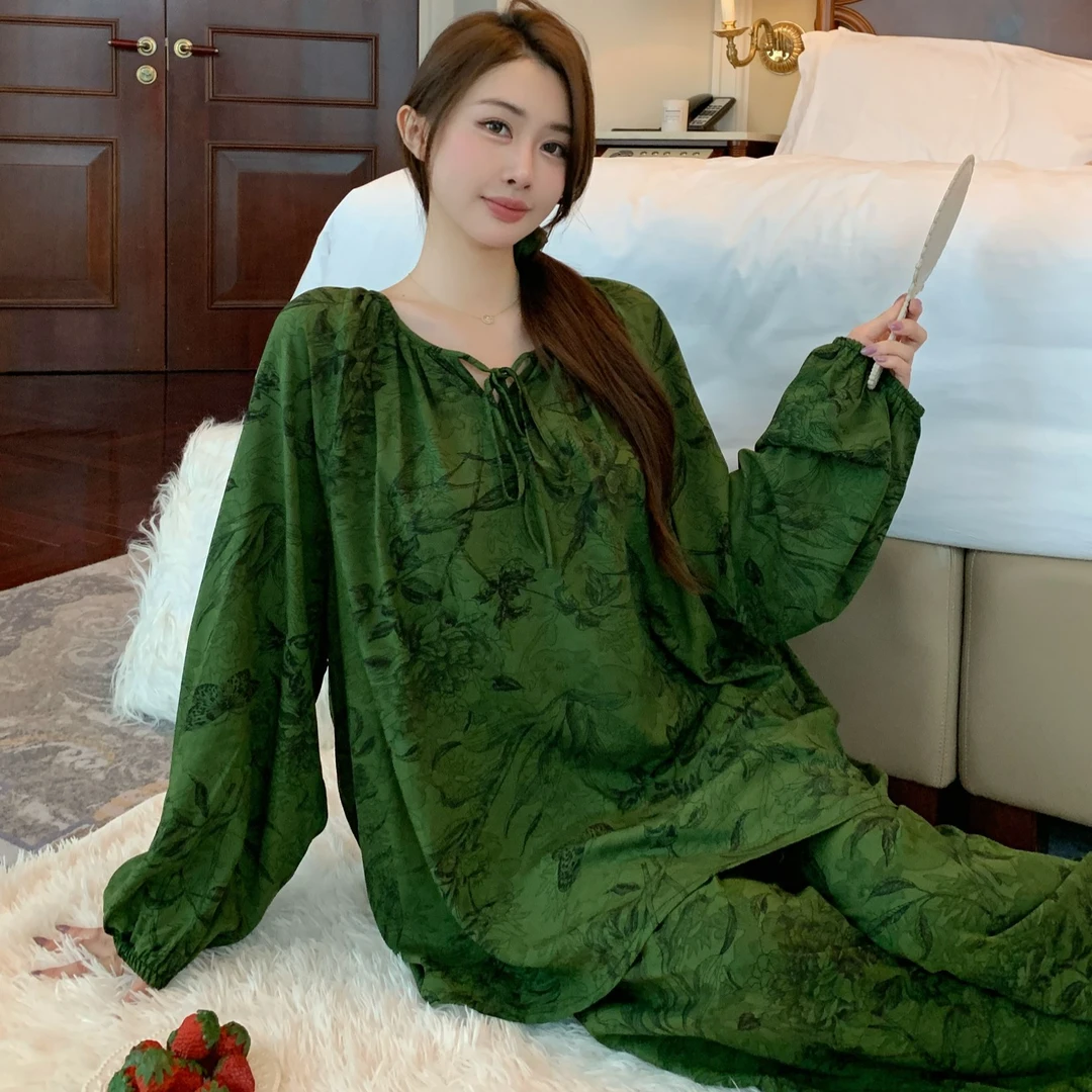 新中式2025新款气质复古睡衣女春秋季长袖长裤家居服套装可外穿
