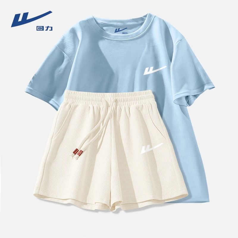 回力2025夏款新款跑步运动休闲短袖短裤小个子洋气女装套装穿搭