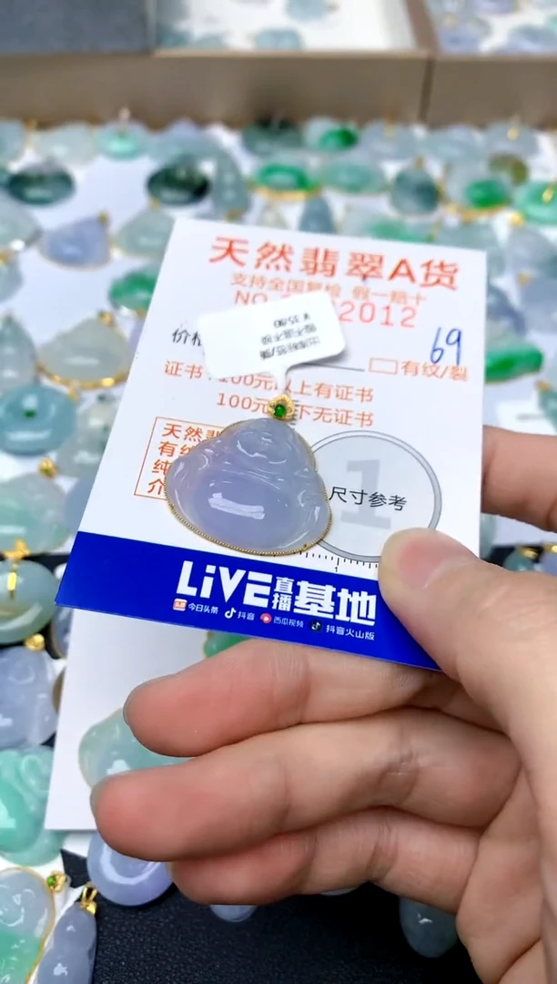 【闪购商品】翡翠颈饰18K金镶嵌69天然A货翡翠