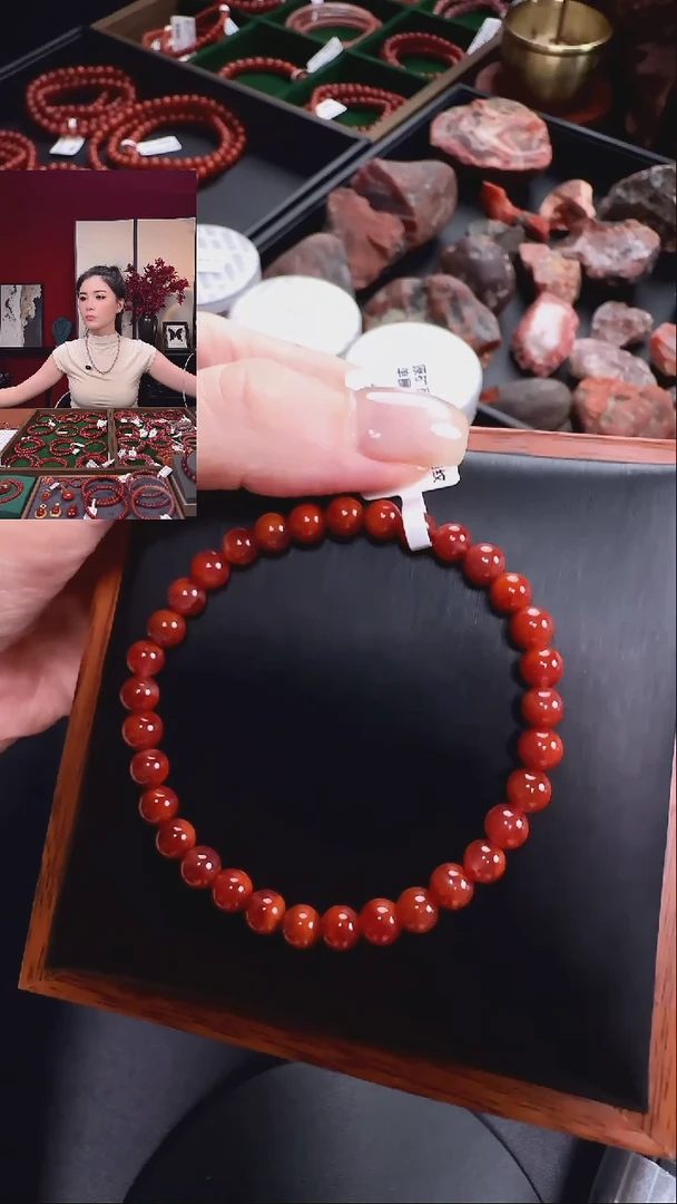 手串未镶嵌南红玛瑙原矿X085瓦西浓玫瑰手串5mm+多样性