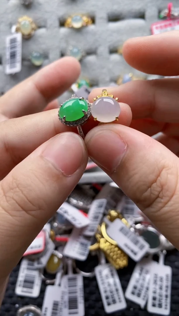 翡翠戒指银S925镶嵌444444   3