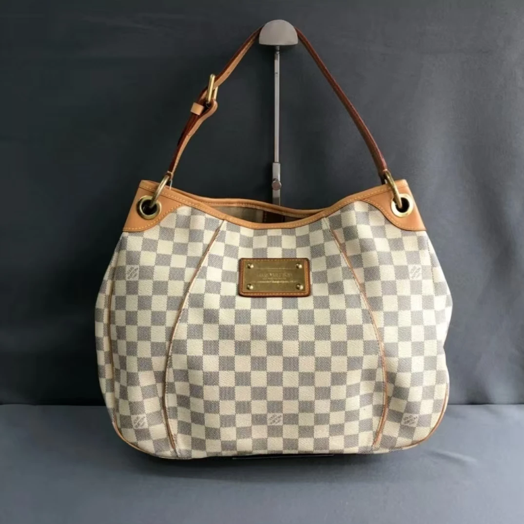 95新 LouisVuitton/路易威登 安洁利 LV白色棋盘格南瓜腋下包