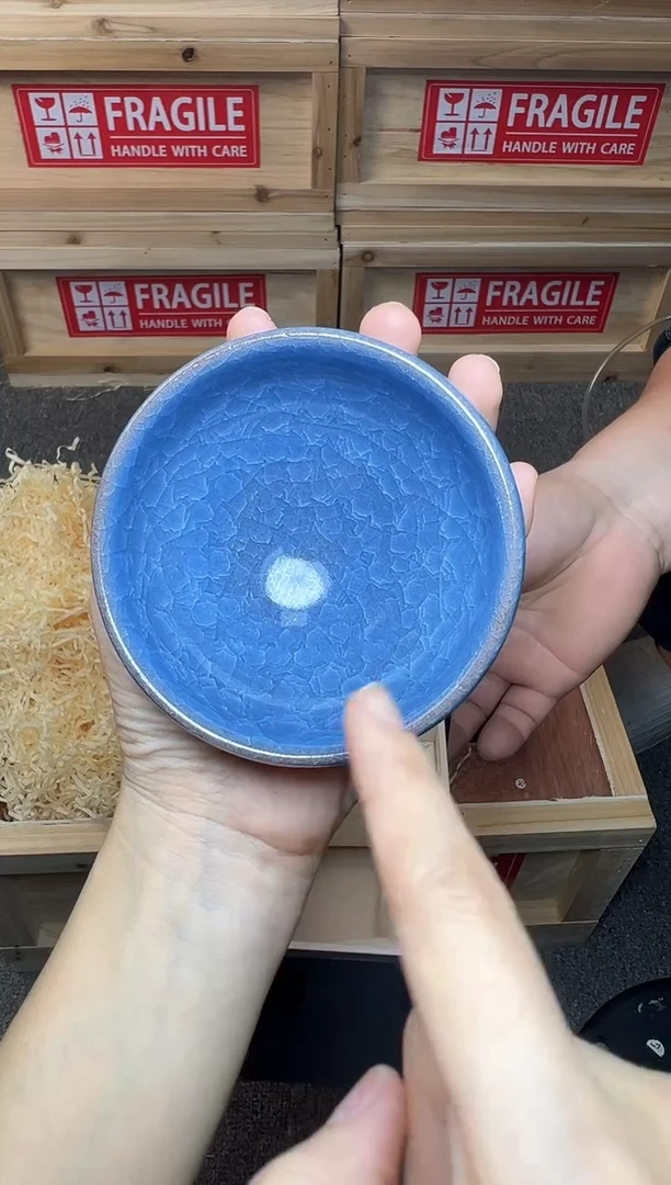茶盏天空蓝 冰裂 建窑建盏主人杯