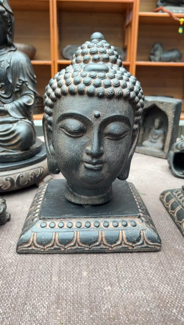 陶土【火山泥】小佛首+莲花底座