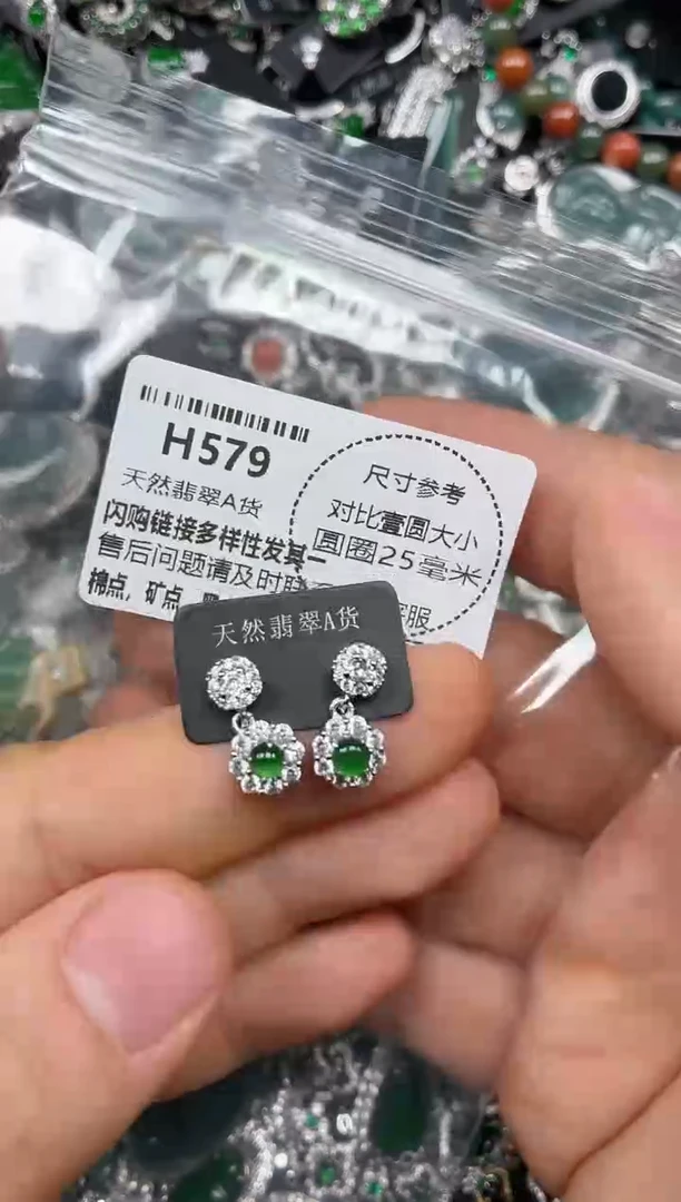 颈饰未镶嵌翡翠H579耳钉
