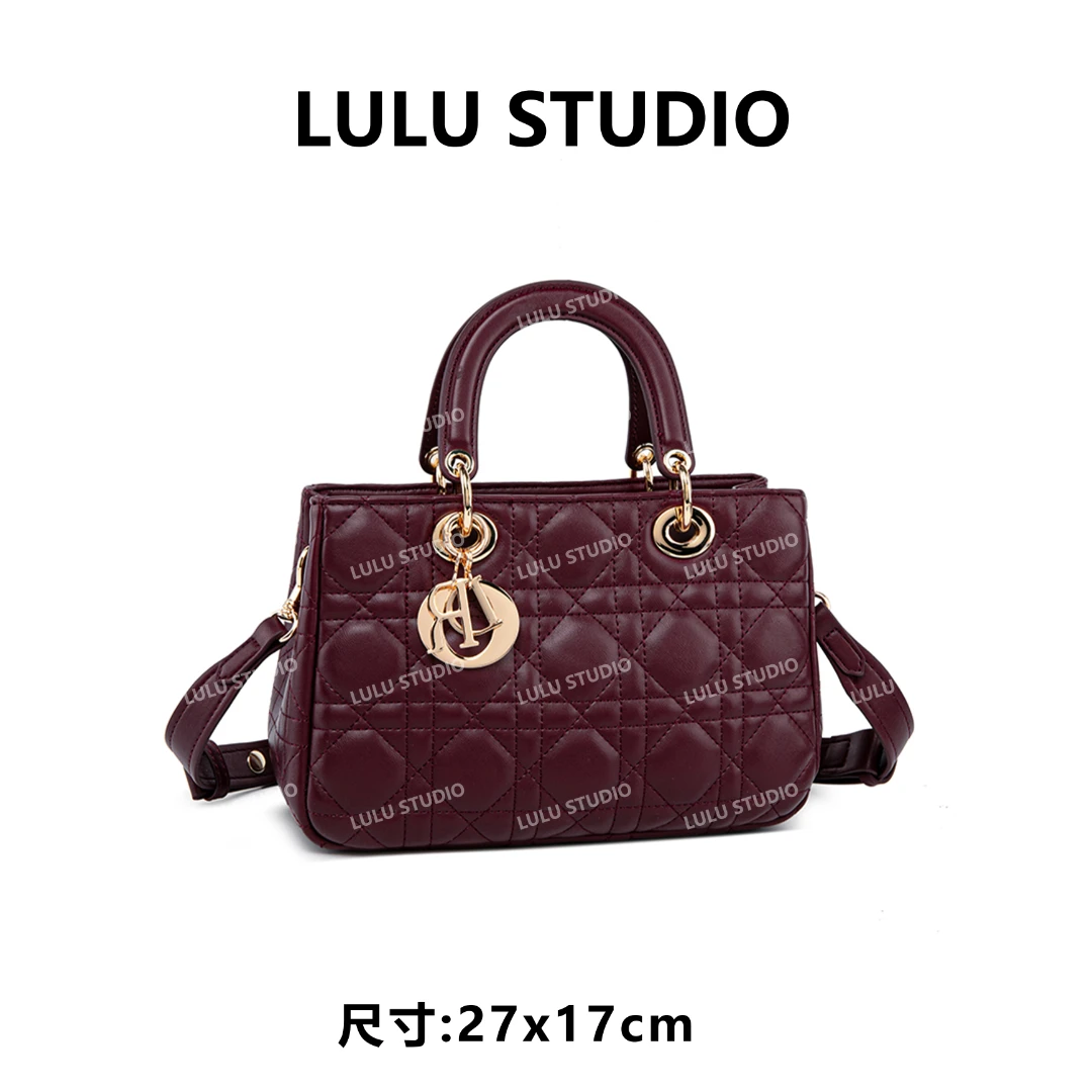 【LULU】QYX-81750-酒红色RAIN.CUN气质时尚百搭简约斜跨轻奢女包