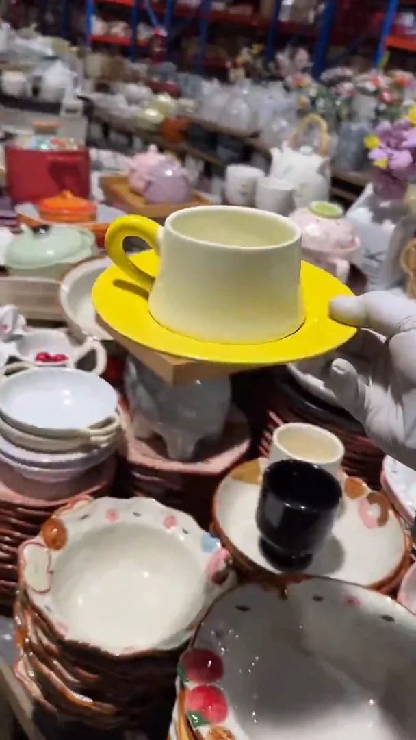 陶瓷奶油杯碟微瑕 凑满20元包邮