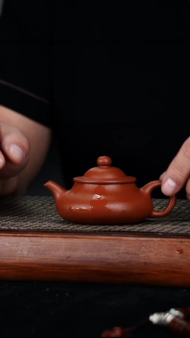 茶壶紫砂原矿朱泥笠帽壶120cc