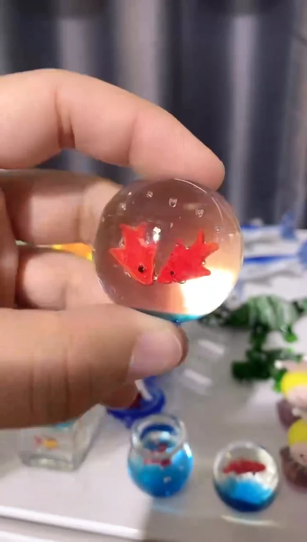琉璃手工艺品双鱼 球