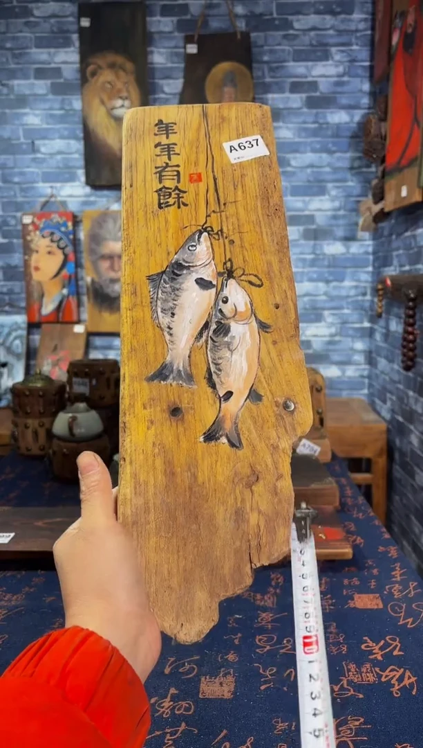风化老门板丙烯画