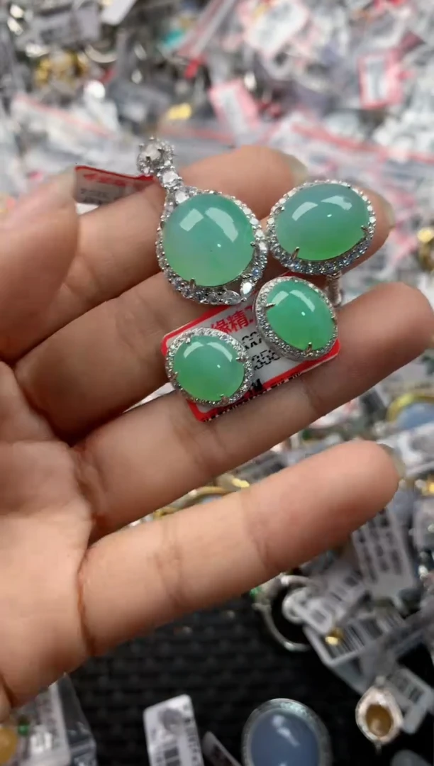 银S925镶嵌戒指翡翠333----2