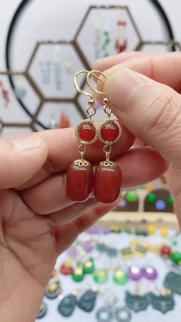 未镶嵌南红玛瑙耳饰76