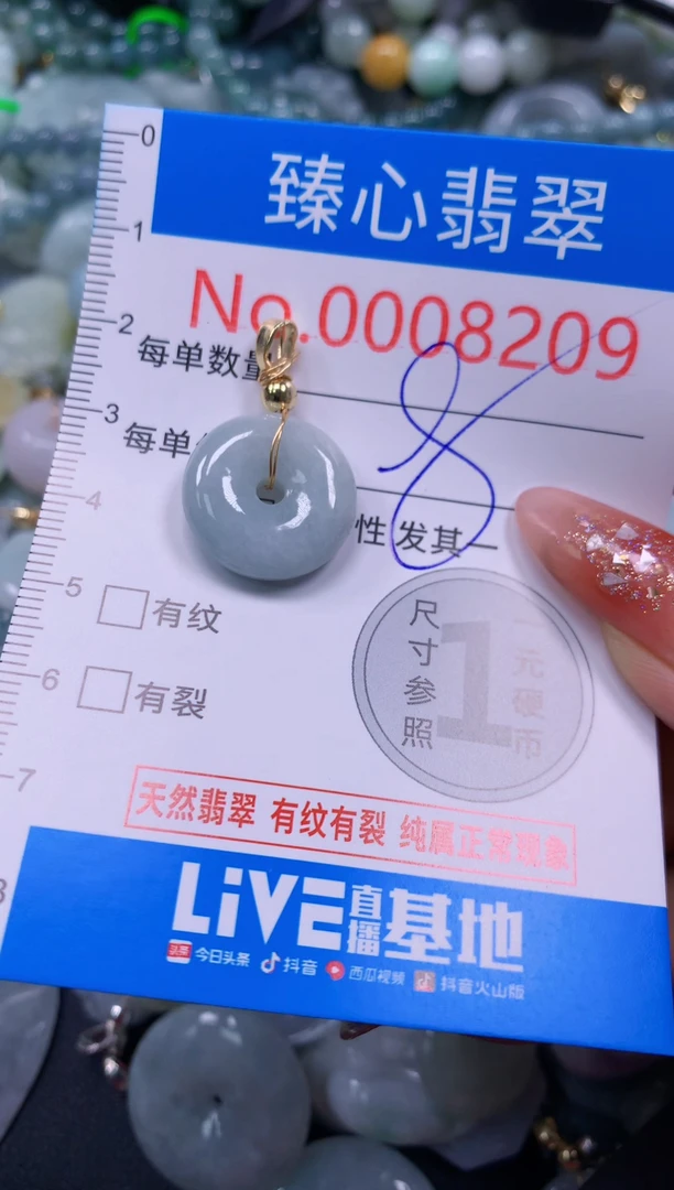 翡翠未镶嵌颈饰含绳0008209