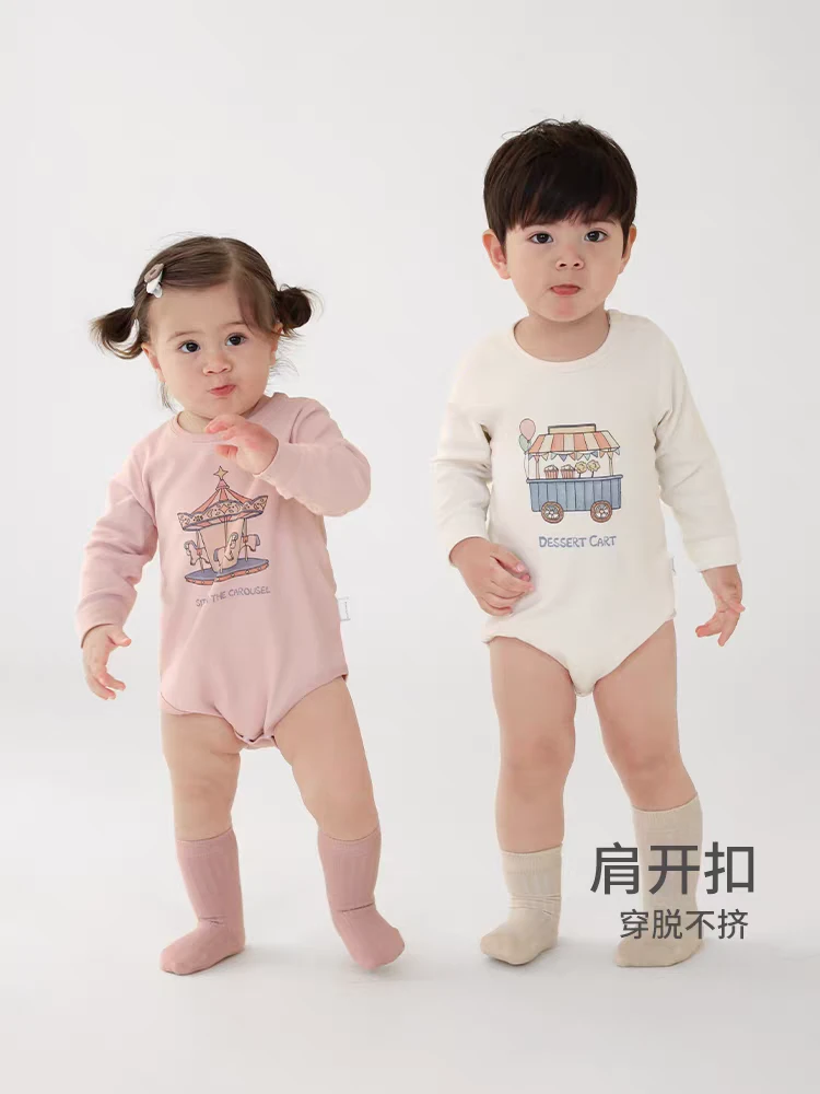 【游乐园包屁衣】婴儿包屁衣长袖秋冬季保暖三角哈衣爬服男女宝宝