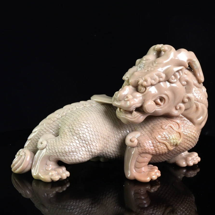 Lot.43.旗降石睚眦摆件814.1克10.5x6.6x10.3cm