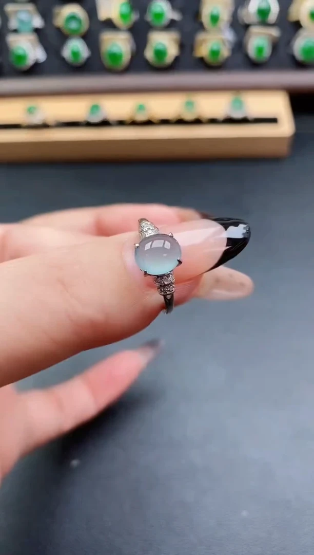 银S925镶嵌戒指翡翠1