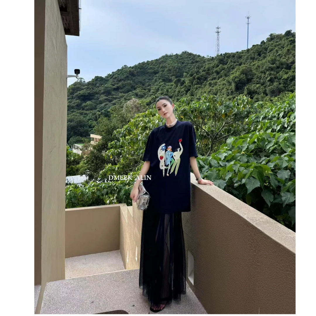 【XILIN ALIN 趣味玩偶】设计感百搭趣味人物图T恤（不含纱裙）