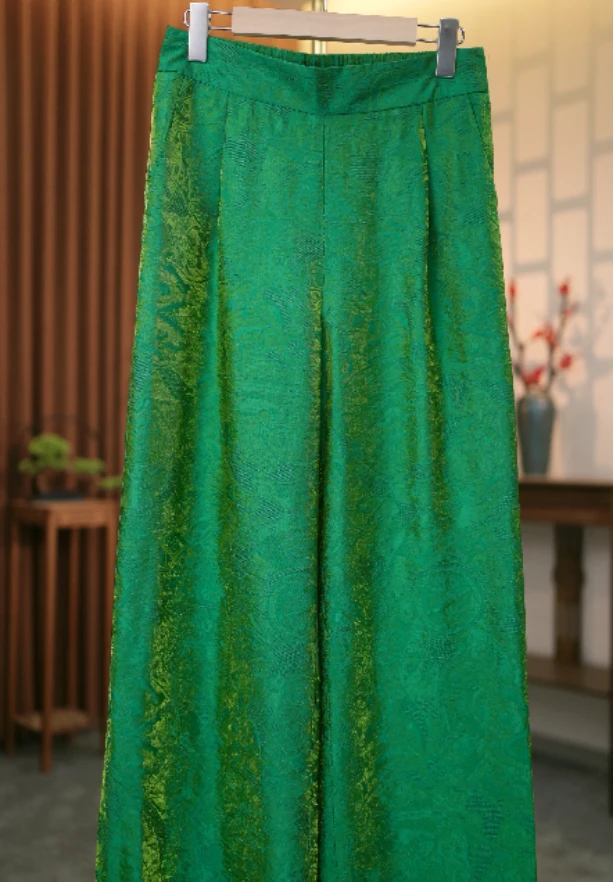 衣衣南舍【流光真丝】真丝新中式国风气质流光阔腿裤女款爆款2025