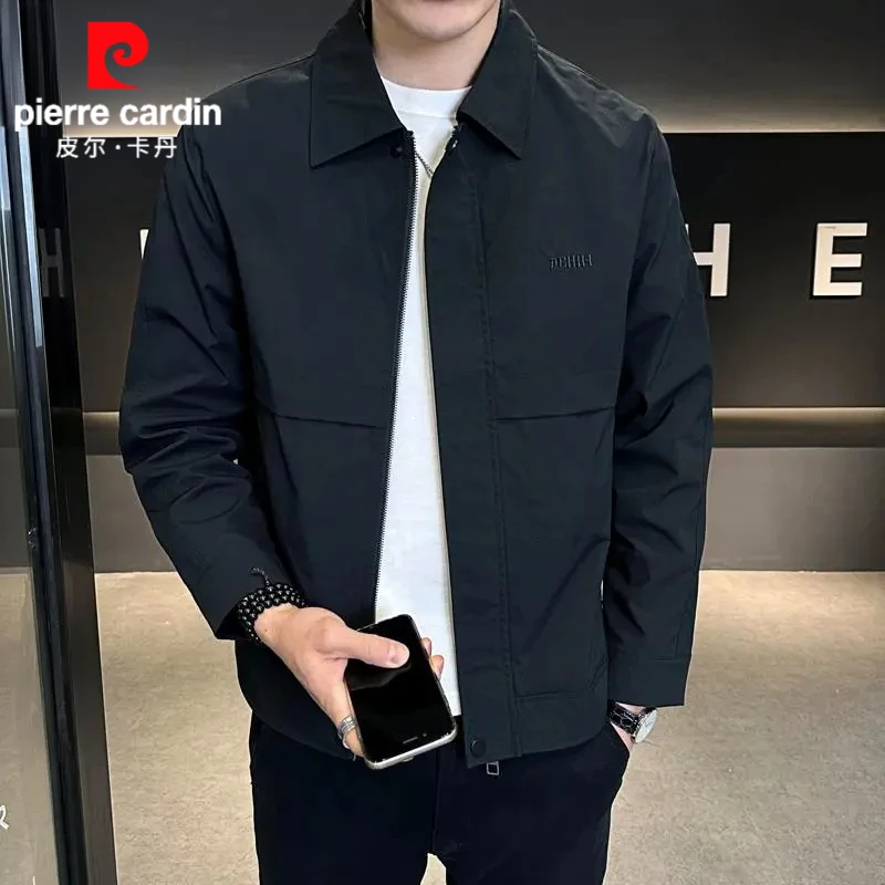 皮尔卡丹春秋季翻领薄款男士高级感衣服2025新款潮流修身行政夹克
