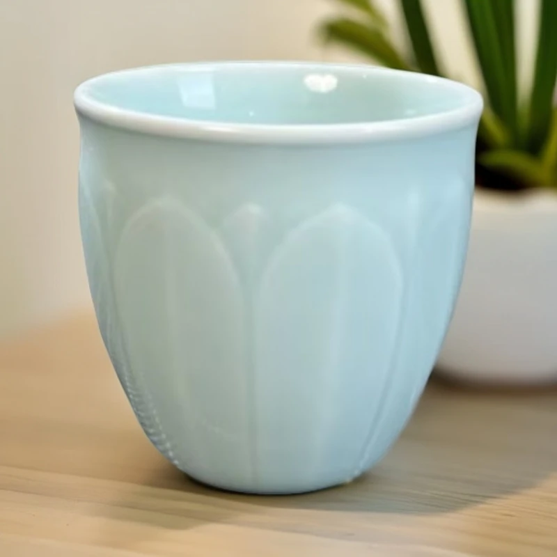 【墨舍好物】粉青莲瓣小杯 th827 陶瓷纯手工茶道全手工