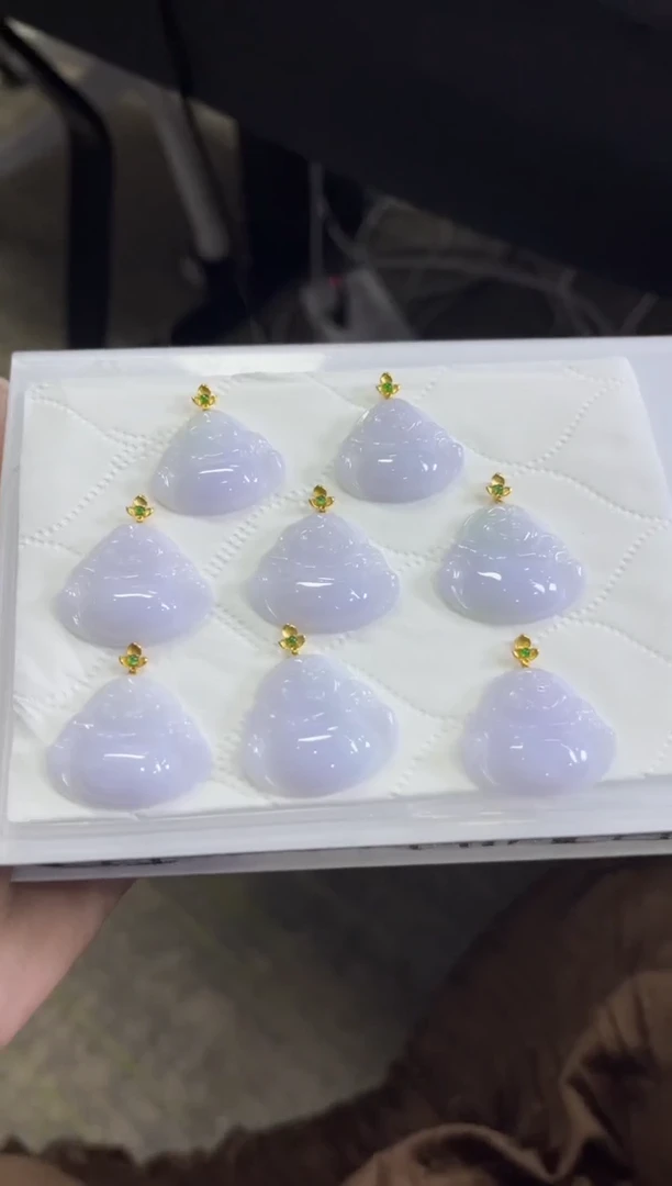 颈饰18K金镶嵌翡翠V323/多样性发一件/配绳子
