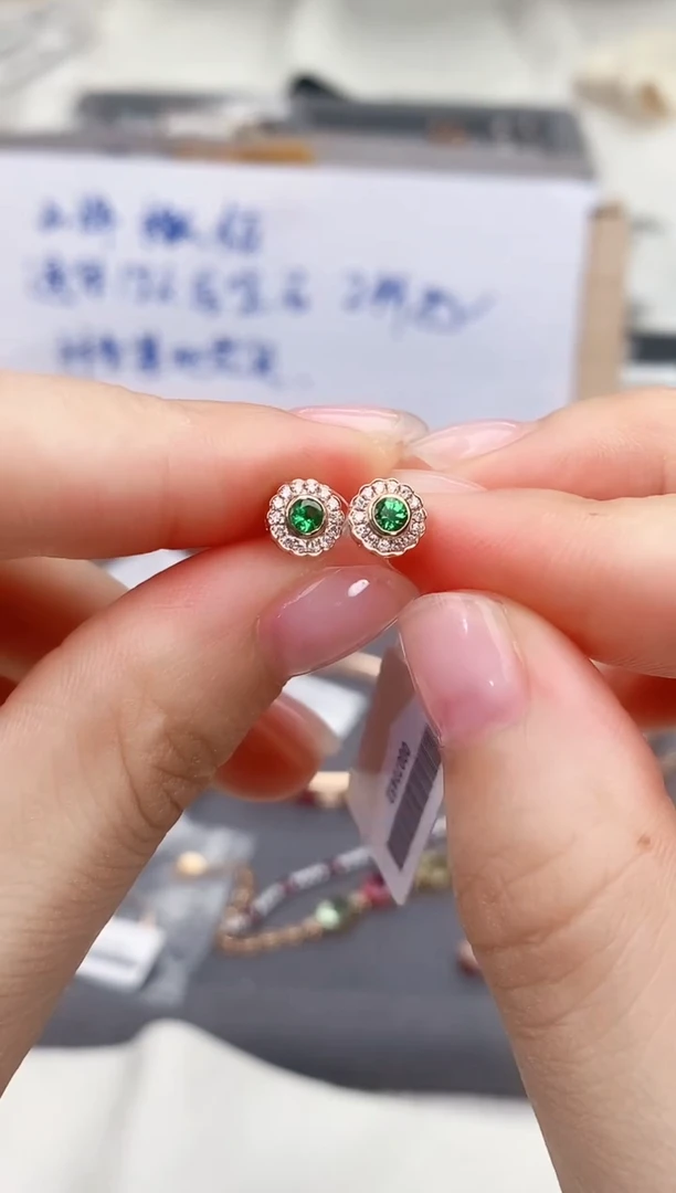 碧玺耳饰18K金镶嵌高货