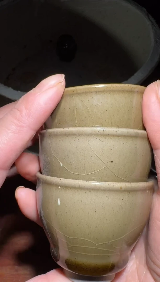 茶盏建窑建盏主人杯3个微瑕小客杯