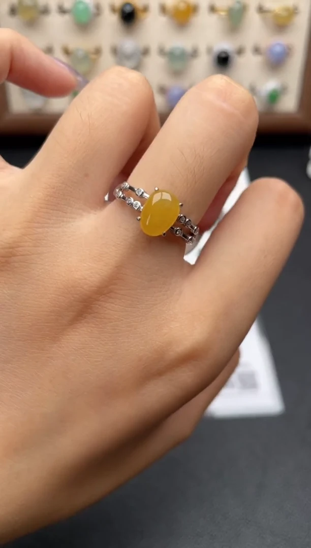 翡翠戒指银S925镶嵌一物一证一礼盒