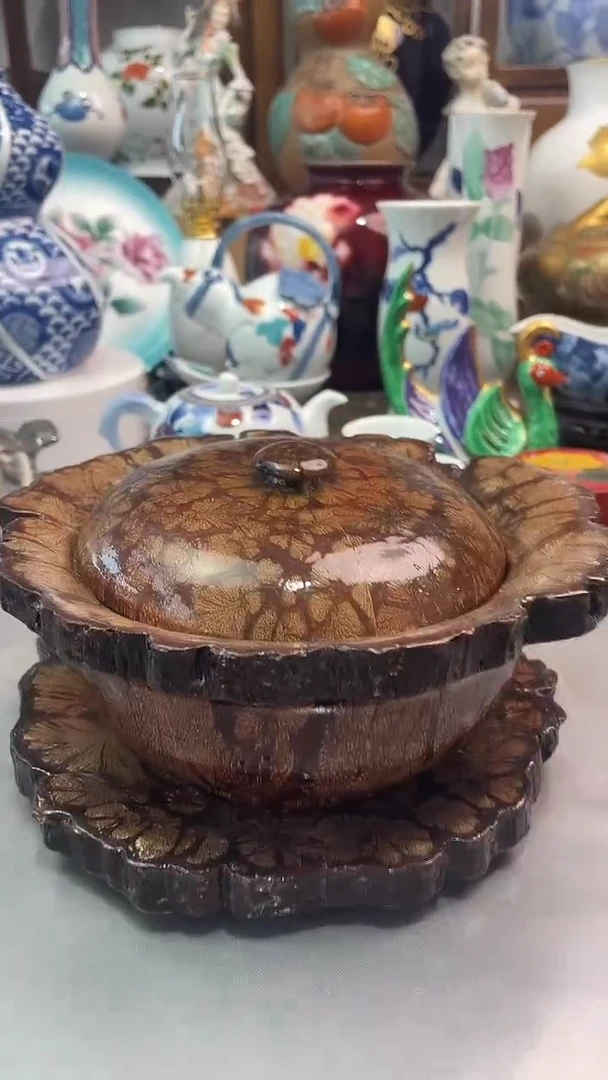 瓷片樱皮细工两件套