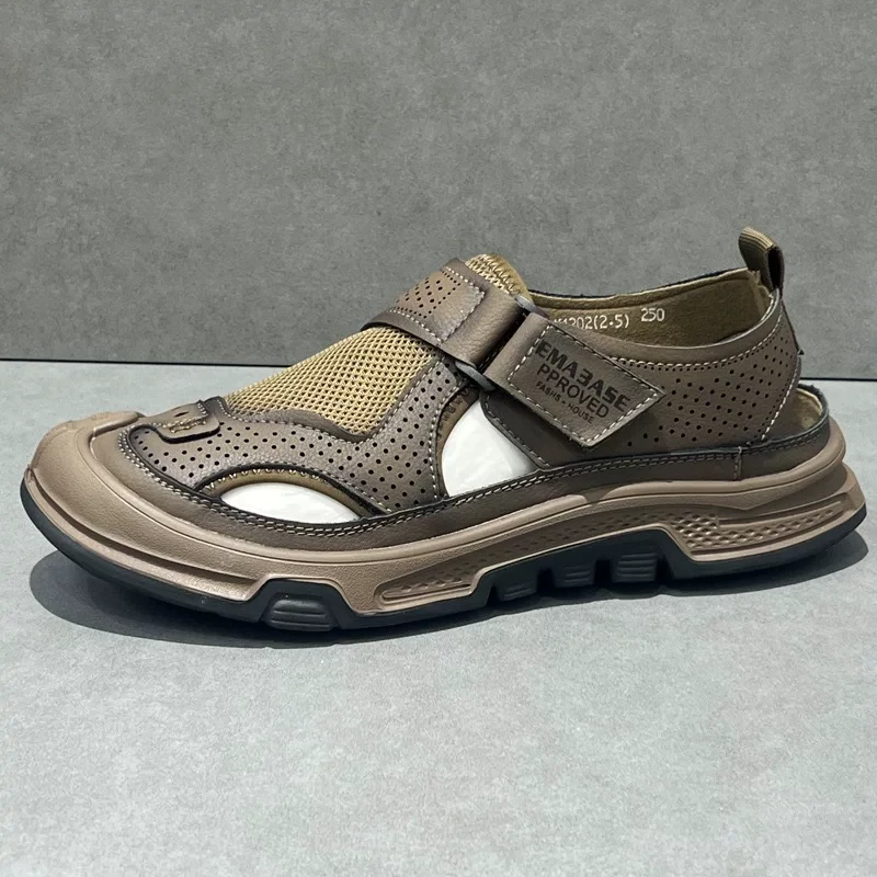 网面软底透气男士防滑洞洞鞋厚底潮流休闲夏季纯色