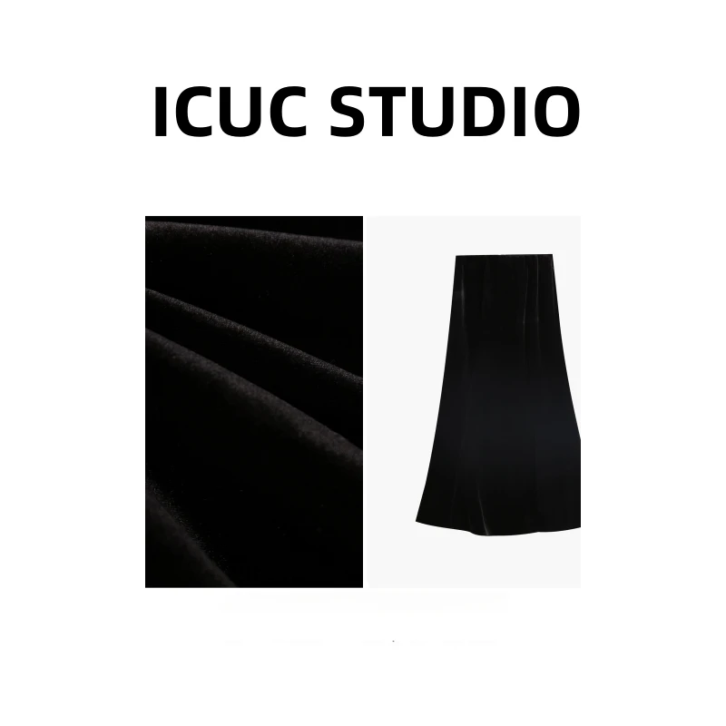 ICUC定制-【气质鱼尾丝绒加绒半裙】秋冬新款显瘦百搭半身裙33111