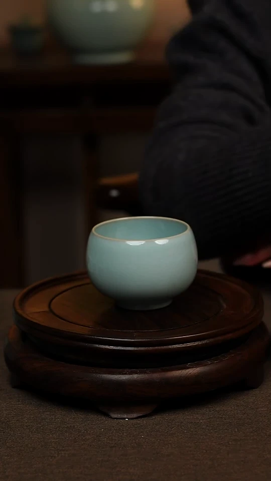 瓷片天青色全手工大禅定杯150ml微瑕不带礼盒