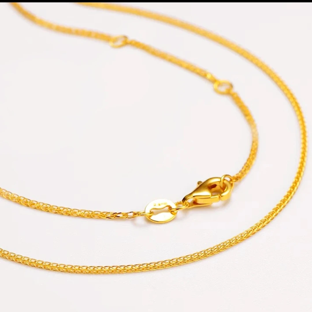 明牌珠宝楼哥甄选黄金5G 足金999肖邦时尚简约素链女款链长