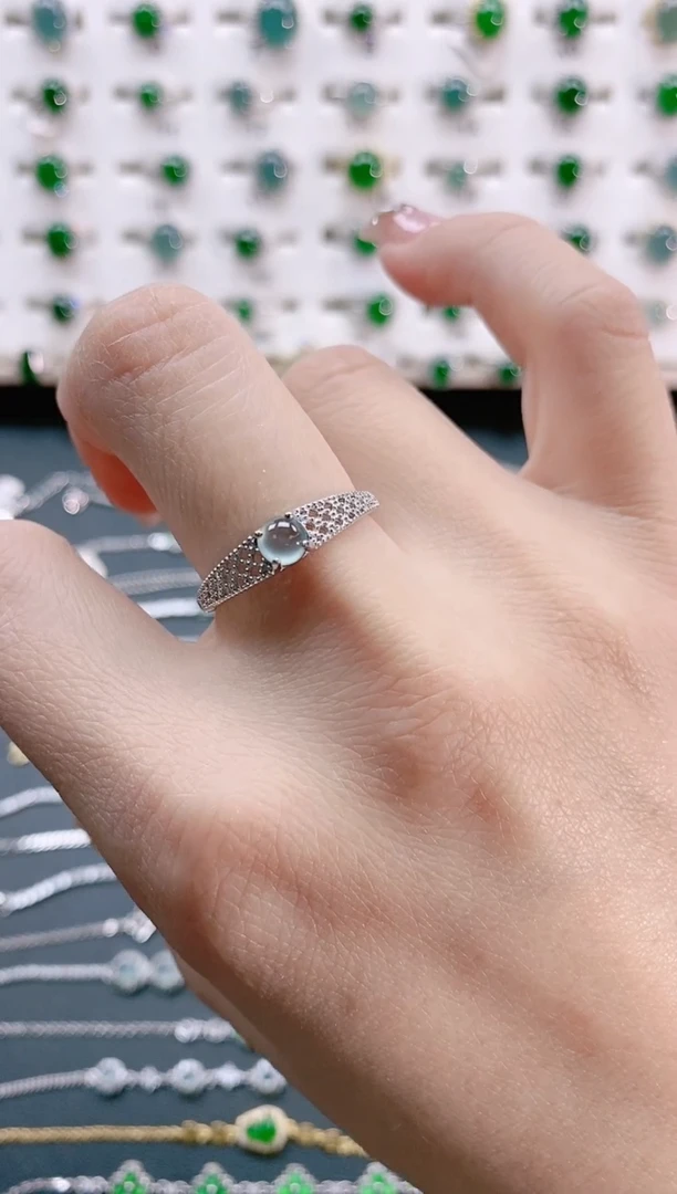 【闪购商品】翡翠戒指银S925镶嵌天然翡翠