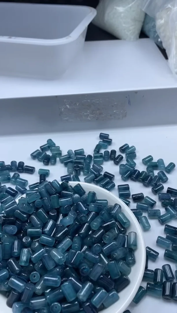 玛瑙/玉髓颈饰未镶嵌w2912老蓝水飘花管珠10*6mm*20颗