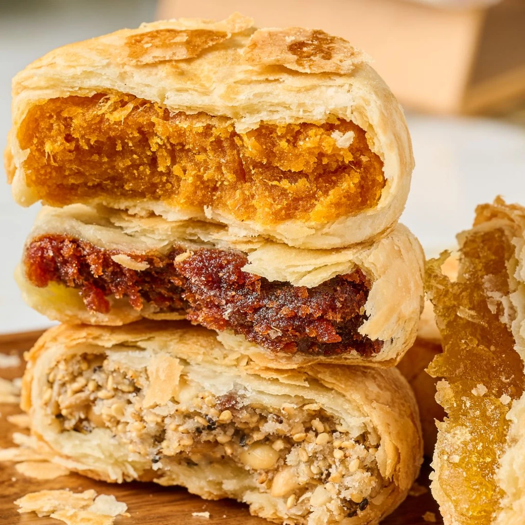 【咸蛋黄+木糖醇伍仁】正宗黄庄手工糕点酥皮中秋月饼特产