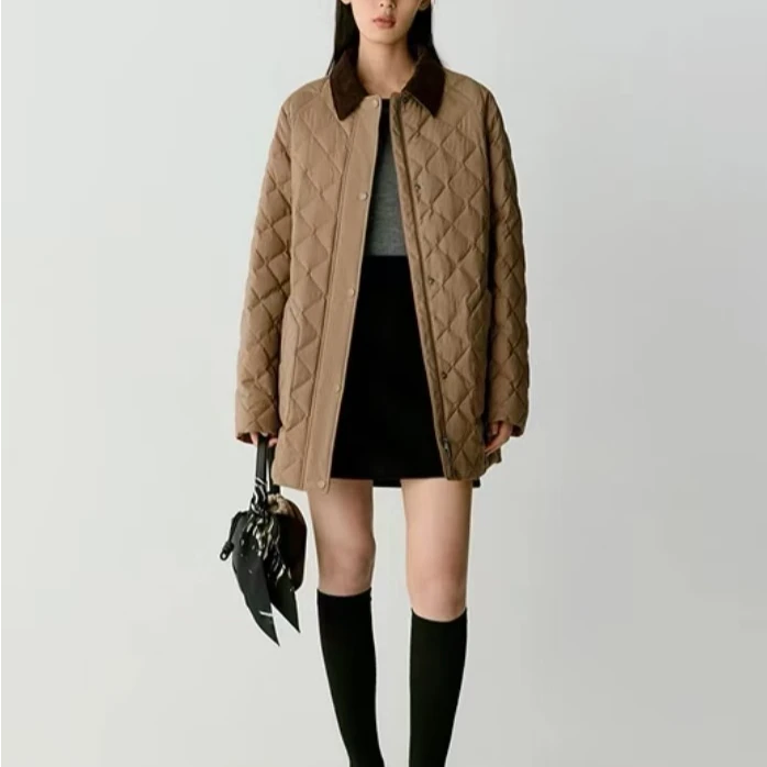 251046秋冬【禾订单】新款雅丹老钱风女装毛混纺平纹布棉服