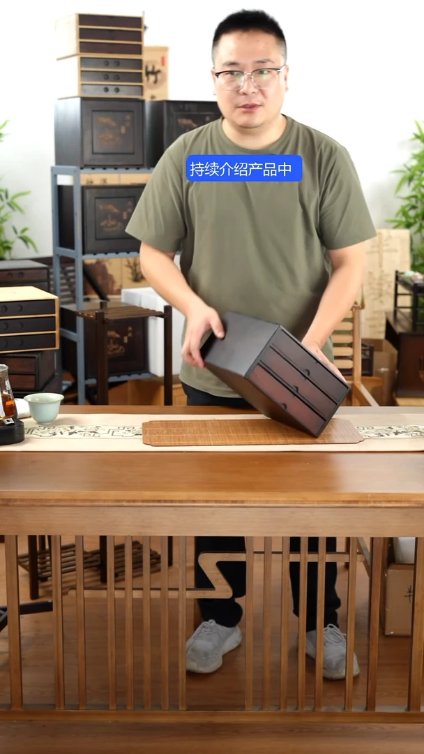 竹楠竹三层茶品盒子平