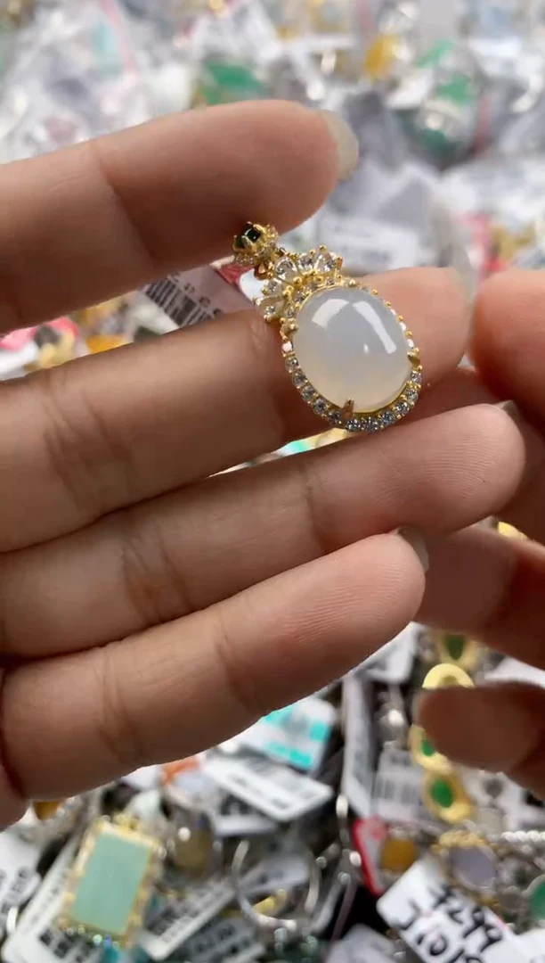 银S925镶嵌戒指翡翠222----8