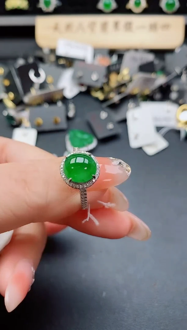 银S925镶嵌戒指翡翠580