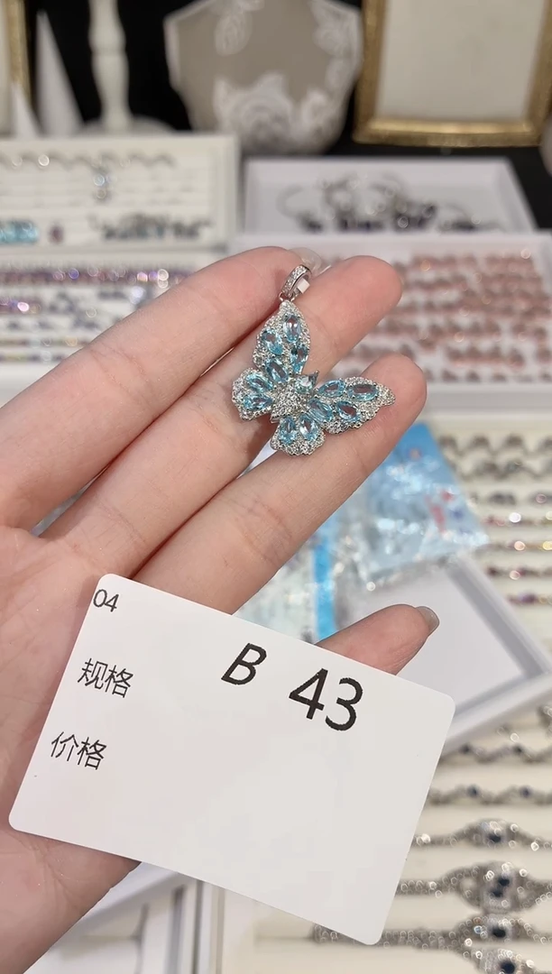 吊坠(不含链)托帕石银S925镶嵌多样性发一B43