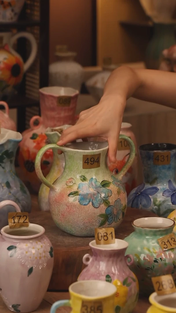 陶瓷494景德镇设计师手作花器摆件侘寂风