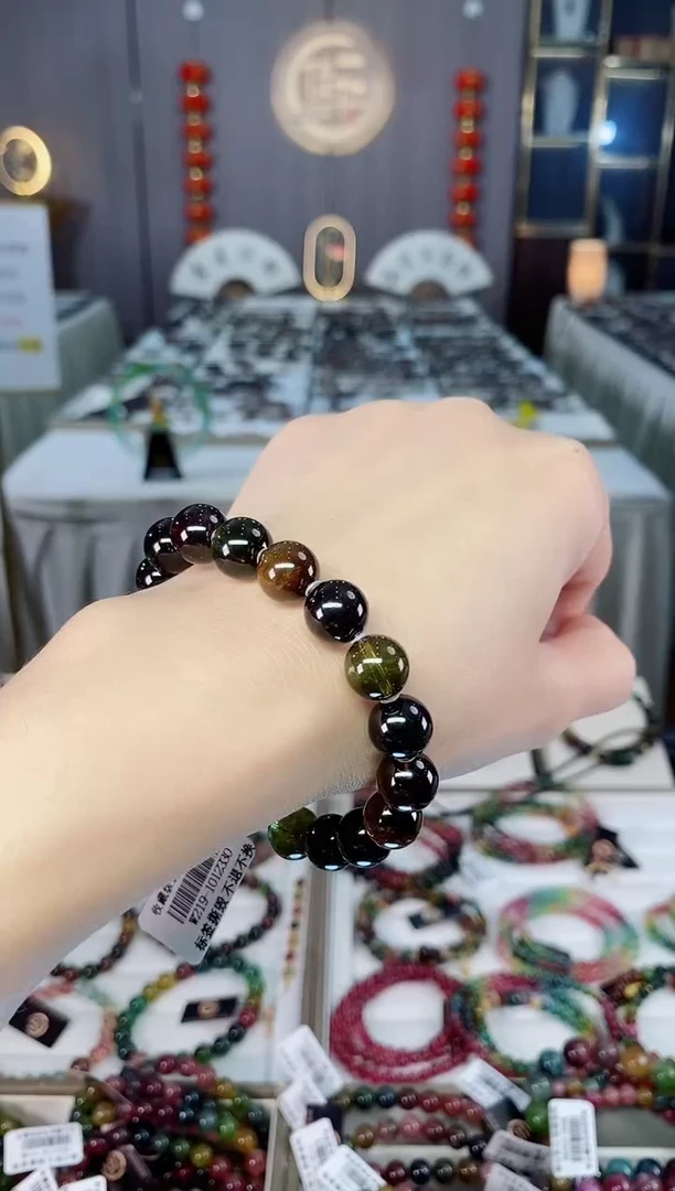 未镶嵌收藏级老矿碧玺单圈手串10mm+碧玺hon多样性发货一条