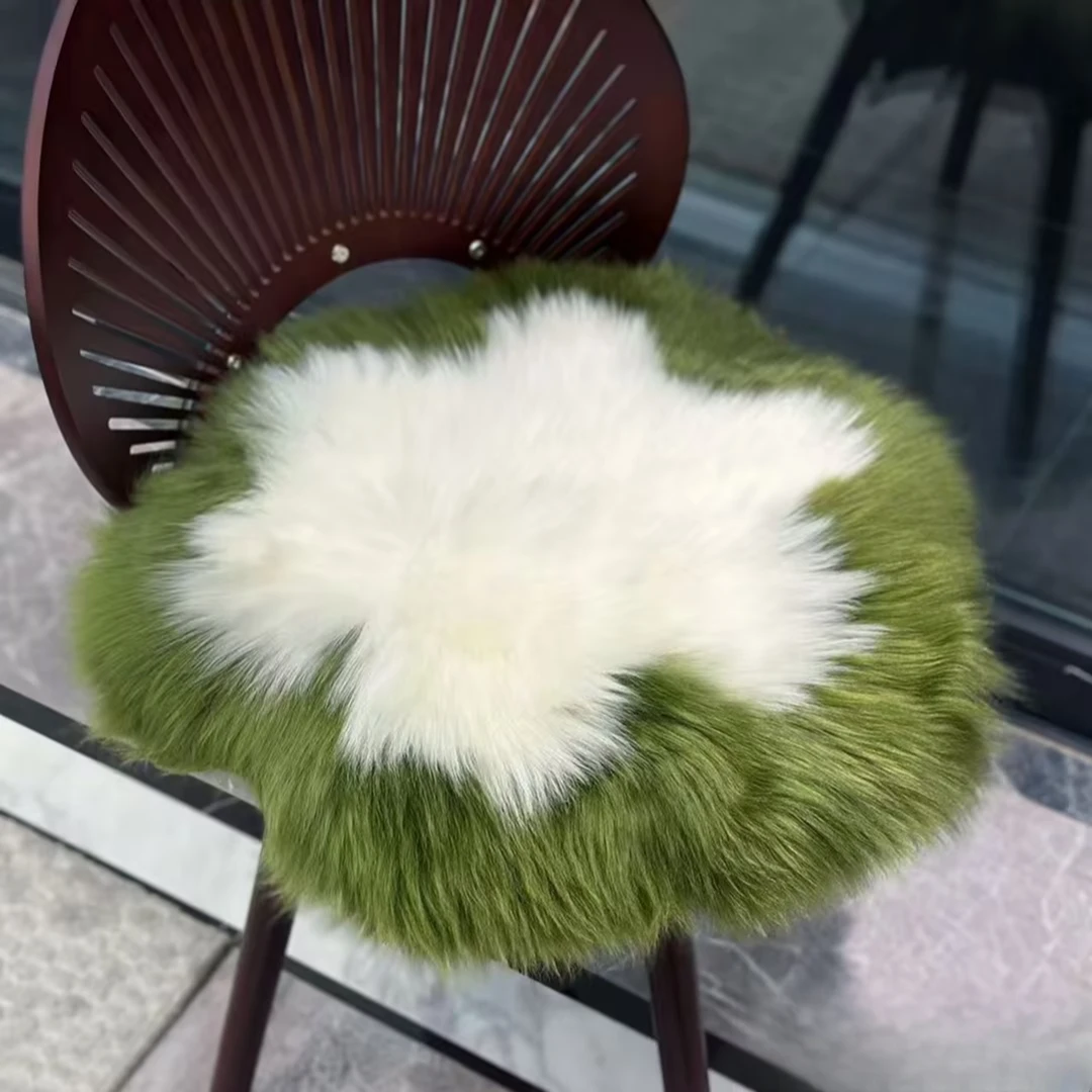 新西兰进口羊毛垫圆垫羊毛皮草坐垫椅子垫沙发垫飘窗垫蒲团窗台垫